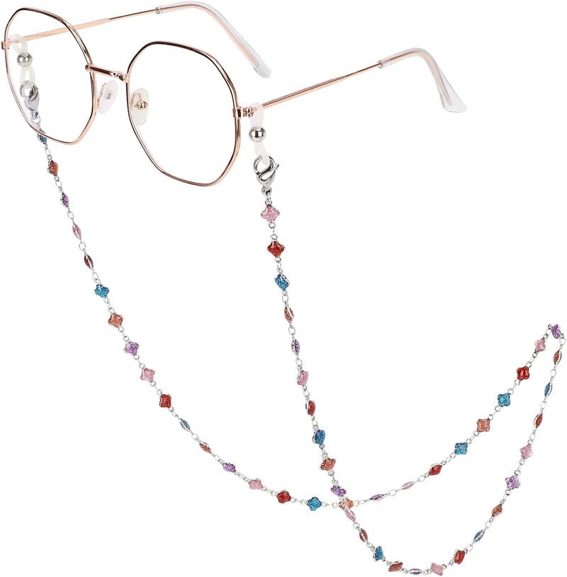 Hongeely Eyeglass Chain Silver Stainless Steel Handmade Necklace for Reading Glasses Sunglass Beaded Chains for Men Women - Image 1